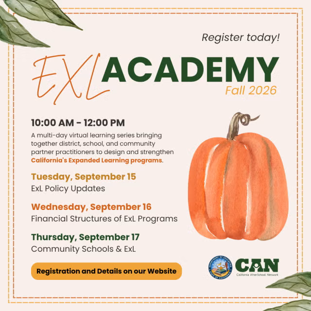 a colorful flower flyer with information on an Expanded Learning Academy