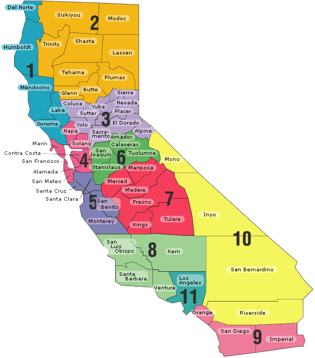 a map of the California County Superintendents regions