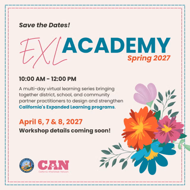 a colorful flower flyer with information on an Expanded Learning Academy